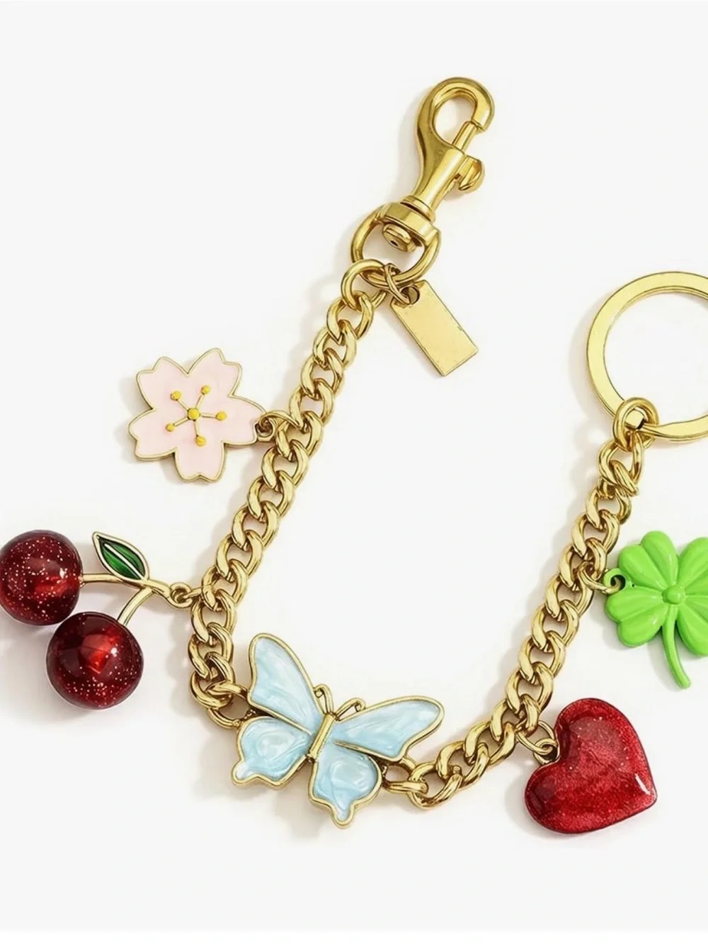 Designer inspired bag charm chain.